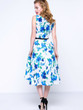 Casual Floral Printed Graceful Vintage Boat Neck Skater Dress