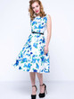 Casual Floral Printed Graceful Vintage Boat Neck Skater Dress