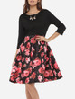 Casual Boat Neck Dacron Floral Skater-dress