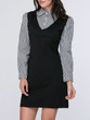 Casual Fake Two-Piece Turn Down Collar Vertical Striped Shift Dress