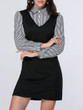 Casual Fake Two-Piece Turn Down Collar Vertical Striped Shift Dress