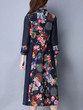 Casual Band Collar Patchwork Floral Printed Maxi Dress