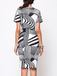Casual Striped Printed Band Collar Bodycon Dress