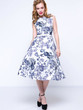 Casual Boat Neck Belt Floral Printed Fabulous Skater Dress