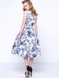 Casual Boat Neck Belt Floral Printed Fabulous Skater Dress