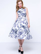 Casual Boat Neck Belt Floral Printed Fabulous Skater Dress