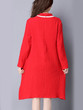 Casual Band Collar Contrast Trim Side Slit Excellent Shift Dress