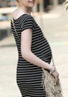 Casual Black-White Striped Round Neck Short Sleeve Plus Size Casual Maternity Mini Dress