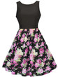 Casual Round Neck Bowknot Floral Printed Classic Skater Dress