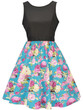 Casual Round Neck Bowknot Floral Printed Classic Skater Dress