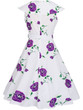 Casual Lapel Bowknot Belt Floral Printed Skater Dress