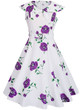 Casual Lapel Bowknot Belt Floral Printed Skater Dress