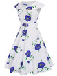 Casual Lapel Bowknot Belt Floral Printed Skater Dress