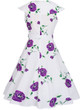 Casual Lapel Bowknot Belt Floral Printed Skater Dress