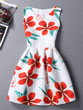 Casual Round Neck Contrast Floral Printed Skater Dress