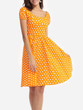 Casual Polka Dot Classical Round Neck Skater-dress