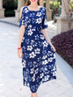Casual Open Shoulder Charming Floral Printed Maxi Dress