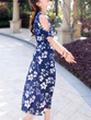 Casual Open Shoulder Charming Floral Printed Maxi Dress
