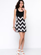 Casual Fancy Zigzag Striped Round Neck Shift Dress