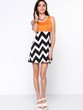 Casual Fancy Zigzag Striped Round Neck Shift Dress