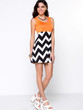 Casual Fancy Zigzag Striped Round Neck Shift Dress