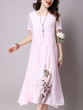 Casual Round Neck Floral Printed Charming Maxi Dress