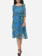 Casual Floral Printed Bowknot Captivating Round Neck Skater-dress