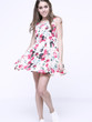 Casual Round Neck Dacron Floral Printed Skater Dress