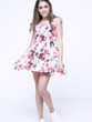 Casual Round Neck Dacron Floral Printed Skater Dress