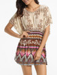 Casual Batwing Round Neck Dacron Printed Shift Dress