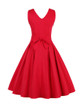 Casual V-Neck Bowknot Plain Skater Dress