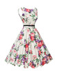 Casual Colorful Floral Printed Boat Neck Skater Dress