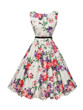 Casual Colorful Floral Printed Boat Neck Skater Dress