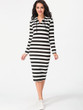 Casual Hooded Striped Bodycon Dress