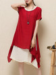 Casual Round Neck Asymmetric Hem Plain Blend Shift Dress