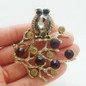Vintage Bird Owl Brooch Broach Pin Animal Brown Rhinestone Crystal Pendant