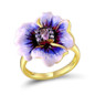 Genuine 925 Sterling Silver Purple Blooming Flower Glamorous Ring