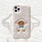 Winter Warm Fur Phone Cases Cute Cartoon Duck iPhone Case Soft Silicone cover