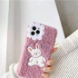 Winter Warm Fur Phone Cases Cute Cartoon Duck iPhone Case Soft Silicone cover