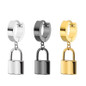 Lock Shaped Stainless Steel Dangle Drop Earrings Punk Men's Jewelry