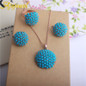 Rhinestone Vintage Jewelry Turquoise Resin Earrings Necklace Rings Set