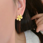 Crystal Flower Sweet Bee Stud Earrings Women Jewelry