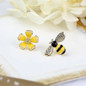 Crystal Flower Sweet Bee Stud Earrings Women Jewelry