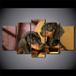 HD Printed 5 Piece Canvas Art Dachshund Dog Breed Painting Framed Wall Pictures For Living Room Bedroom Free Shipping CU-1620A