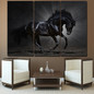 HD Printed canvas art running black horse painting steed poster Home Decor wall pictures for living room Artsailing