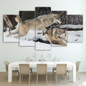HD printed 5 piece canvas art couple wolves playing animal painting wall pictures for living room modern free shipping CU-2040A