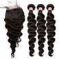 3 Loose Wave Human Hair Bundles With Closure 4X4 Brazilian Hair Weave Bundles Deal Remy Nature Color Prosa Hair Products