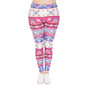 Large Size Leggings Boho Pink Printed High Waist Leggins Plus Size Trousers Stretch Pants