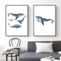 Watercolor Whales Canvas Art Print Painting Poster,  Wall Pictures for Home Decoration, Wall Decor S16014