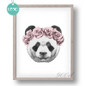 Panda Drawing with Rose Canvas Art Print Painting Poster,  Wall Picture for Home Decoration,  Wall Decor SHU001